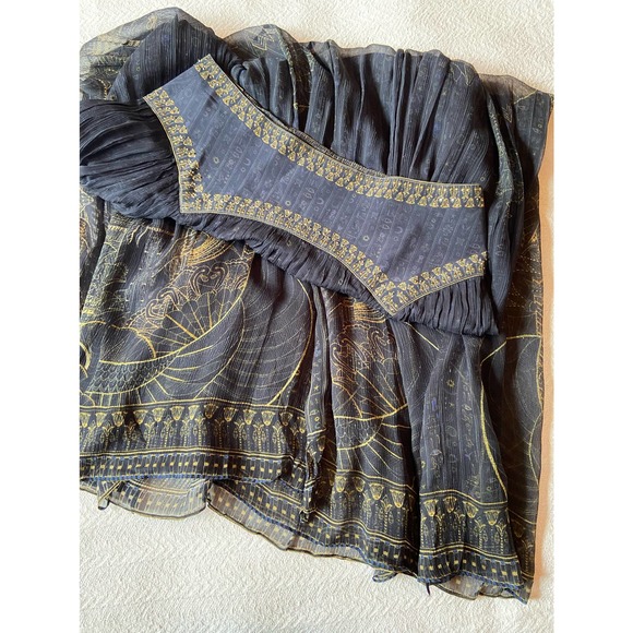 Camilla Egyptian print  long skirt, Layered Maxi Skirt w/crystal embellishment - Picture 3 of 13